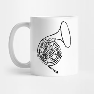 Hand Drawn Brass Vintage French Horn Mug